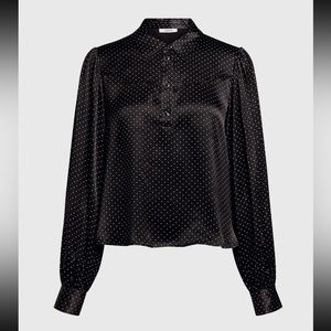 Ganni Cameron polka dot satin blouse